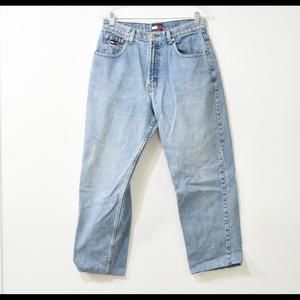 VTG Tommy Hilfiger Men Blue Straight Mid Rise Logo 5-Pockets Loose Jeans Sz 30